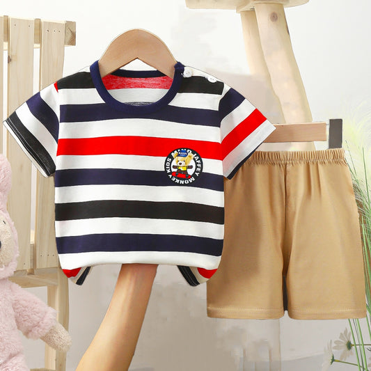 Kids Short Sleeve Clothes Set Baju Budak Lelaki Perempuan Murah Baju Bayi Boy Babylous Baby Girl Toddler Outdoor Wear